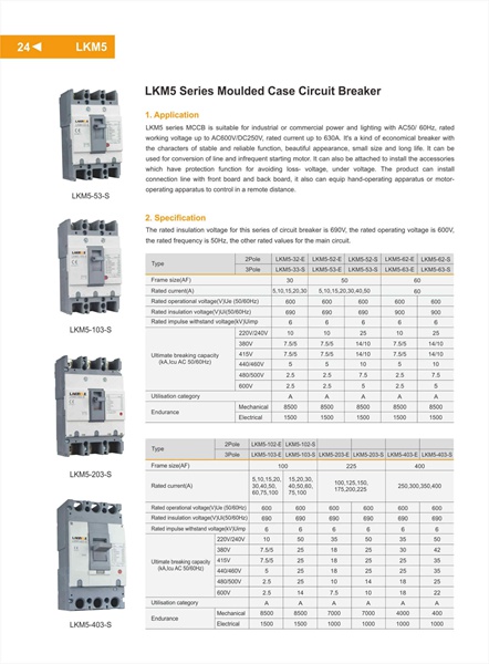 MCCB LKM5 technical parameter PDF File